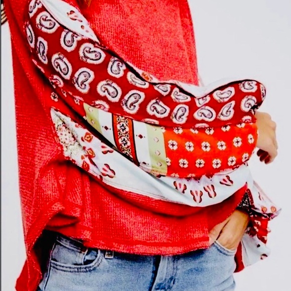 Free People Blossom Thermal Oversized Ballon Sleeves M EUC - Picture 2 of 9